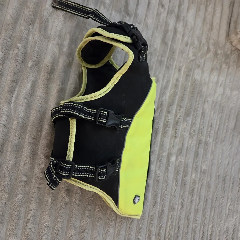 Arcadia Trail Dog Life Jacket High Visibility Flotation Vest Yellow Black Size S